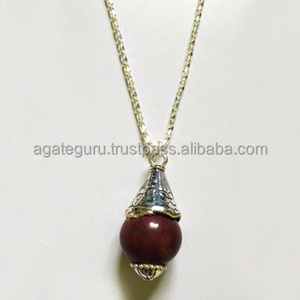 Colgante de bola de ágata de jaspe rojo con gema al por mayor - Product Image 1