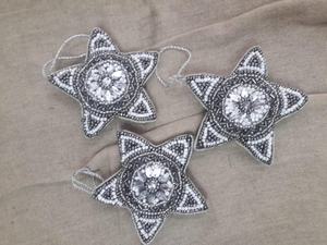 เครื่องประดับแขวนตกแต่งบ้านสำหรับคริสต์มาสลูกปัดจริงเครื่องประดับตกแต่งคริสต์มาสทำด้วยมือเครื่องประดับผ้าดาวเครื่องประดับแขวน - Product Image 2