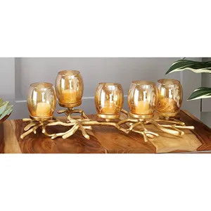 <b>Gold</b> Metal Tree Branch Candle Holder Home <b>Decoration</b> Glass Candle Stand for Event & <b>Parties</b> <b>Decoration</b> Supplies - Product Image 1
