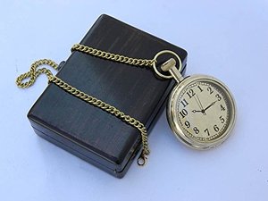 นาฬิกาทองเหลืองสไตล์วินเทจ,ย้อนยุคตัวเลขฮินดูอารบิกนาฬิกามีกระเป๋าทำจากทองเหลืองนาฬิกาจี้แนววินเทจสำหรับผู้ชายและผู้หญิง - Product Image 2