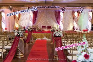 Aladdin Modern Square Mandap Indian Wedding Hermosa fibra de madera Pilar Cortinas Nueva forma cuadrada Fabricado Mandaps Productor - Product Image 2
