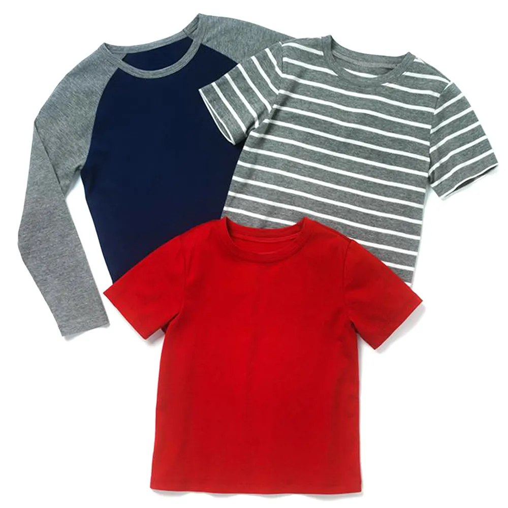 Jungen Mädchen Sets Stock Lot Großhandel von Dhaka Bangladesch für Erwachsene 100% Baumwolle OEM Service im Frühling T-Shirts Gestrickte T-Shirts