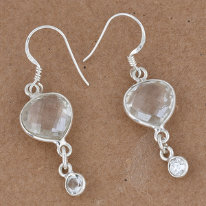 พลอยเพทายคริสตัลรูปหัวใจที่สวยงาม925ต่างหูเงินแท้ต่างหูแบบห้อยต่างหูแฟชั่นสำหรับงานแต่งงานของขวัญ - Product Image 3