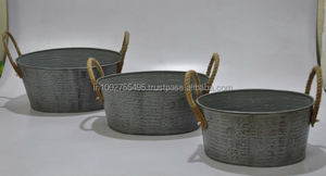 Macetas de Metal Galvanizado al por Mayor para Exteriores, Hogar y Oficina, Macetas de Jardín con Asas de Cuerda, Estilo Americano, Decorativas - Product Image 6