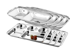 Veqking plateau à compartiments en acier inoxydable, plateau alimentaire de haute qualité dernier design à 3 ou 4 ou 5 compartiments - Product Image 5