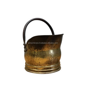 Accessoires de cheminée en laiton antique, seau à charbon antique - Product Image 6