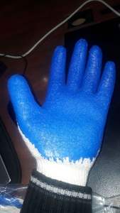 Guantes de látex con costillas, algodón rojo, látex negro - Product Image 4