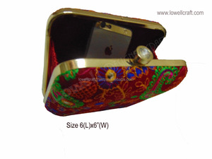 Boîte brodée à la main pochette sac à main motif géométrique goujons décoration couleurs personnalisables Logo-sac de soirée de mariée de luxe - Product Image 2