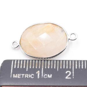 Golden Rutilated Quartz Faceted Oval Shape 925 Sterling Silver Bezel 18k Gold Plated Handmade Connector <b>for</b> Jewelry Making - Product Image 2