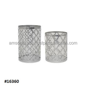 Bougeoir votif en fer décoratif fini argenté Bougeoirs en laiton en métal vintage créatif - Product Image 4