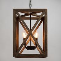 Industrielle Holzrahmen Drop Down Decken leuchten. Vintage Mango Holz Decken leuchte