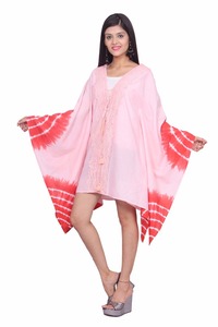 Naranja y blanco Tie-Dye Casual Dress African Fashion Festival Hip Dress & Beach Cover-Up - Product Image 4