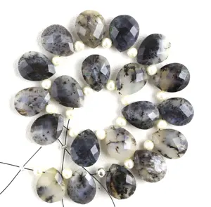 <b>Top</b> Quality Natural Dendritic Opal Gemstone Faceted Pear Shape Briolette Beads Handmade Jewelry Making Wholesale - Product Image 1