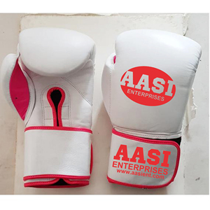 Guantes de Boxeo Profesionales de Cuero Vacuno de Primera Calidad, Blancos y Rosas, con Logotipo Personalizado y Tallas de 8oz a 16oz - Product Image 1