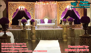 Escenario Dorado para Bodas Tradicionales Indias, Estilo Castillo Real, Escenario de Alta Calidad Estilo Sur Indio, Fabricante en EE. UU. - Product Image 5