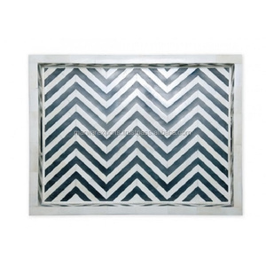Dernier design Plateau de service rectangulaire en incrustation d'os Plateau en bois de taille personnalisée avec fer décoratif acrylique marbre Usage domestique cuisine - Product Image 1