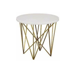 Mesa de té lateral de acero inoxidable de buena calidad, mesa de centro de diseño atractivo con tapa de mármol para interiores y exteriores - Product Image 5