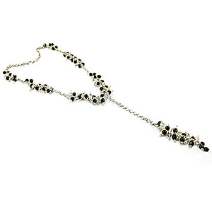 925 Silver <b>Necklace</b> with <b>Black</b> Onyx and Crystal Stone Beads Beautiful Beaded <b>Necklace</b> - Product Image 1