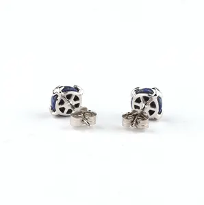 925 Prata esterlina Ródio Chapeado brincos de pedras preciosas jóias lapis lazuli brincos do floco de neve para as mulheres