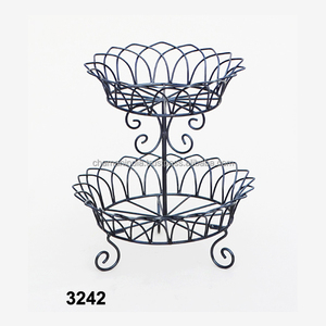 Corbeille à fruits en métal à 2 étages, corbeille à fruits en fer forgé, corbeille à ustensiles de cuisine, corbeille de comptoir, panier de rangement pour panier de ferme - Product Image 1
