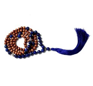 Acheter Collier de Perles Mala Yoga Spirituel Lapis Bois de Santal 108 Perles de Prière Tibétaine Collier Mala Rond Noué à la Main - Product Image 3