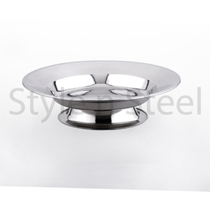 Plateau à fruits en acier inoxydable avec support, vaisselle en céramique de forme ronde, assiette à gâteau, ensemble de vaisselle - Product Image 6