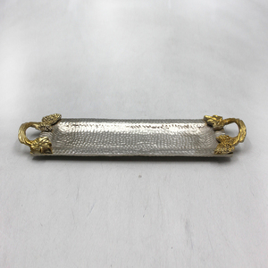 Nickel Plated Handmade Indian Wedding Decoration <b>Tray</b> with Handle for Home and Restaurant Food <b>Serving</b> <b>Tray</b> - Product Image 1