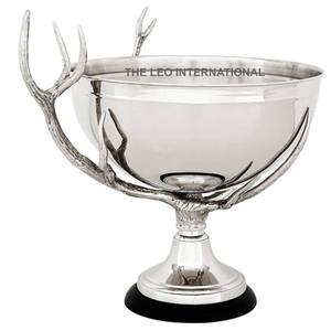 Bol décoratif rond en forme de bois de cerf de luxe poli et brillant Bol de service à fruits en métal et acier inoxydable en aluminium - Product Image 1