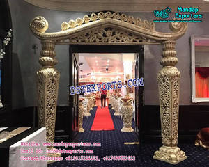 Diseño clásico de pavo real, decoración de entrada, pilares de entrada tallados en madera de pavo real, puerta de bienvenida de boda india a la venta - Product Image 5