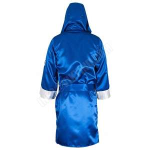 Bata de boxeo con capucha para hombre y mujer de satén con MOQ bajo de la mejor calidad, túnicas de boxeo rojas y azules - Product Image 2