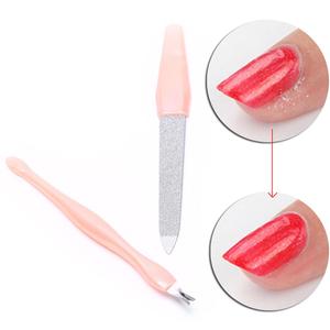 Lima de uñas de acero inoxidable, herramienta de manicura, palo de pulido de doble cara, Logo personalizado FS 33, lima de uñas de Metal con mango de plástico - Product Image 2