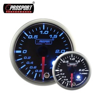 52mm PROSPORT Universal Tuning Car Accessory White Blue LED Display Analog Style Boost Gauges With Warning Peak BAR/PSI