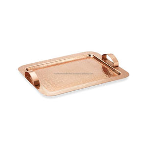 Bandeja rectangular de cobre martillado Suministros directos de fábrica Plato para servir Cupcakes Pastelería Fiesta de cumpleaños Bandeja para servir Utensilios de cocina - Product Image 1