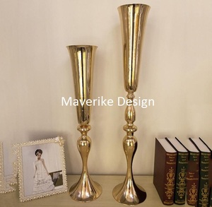 Jarrones de trompeta plateados metálicos brillantes para centros de mesa de boda soporte de flores elegante para decoración de vestíbulo - Product Image 3