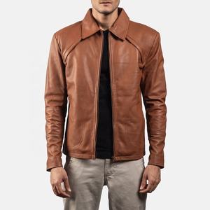 Nouveau Style hommes marron Bomber veste en cuir meilleur Design pour l'hiver grande taille respirant Polyester tricoté mouton fourrure col capuche - Product Image 1