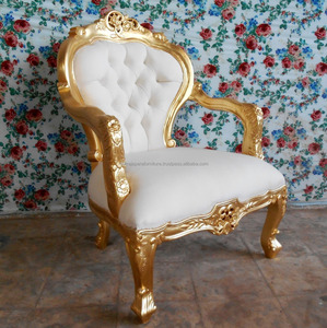 Fauteuil de salon en bois d'acajou avec feuille d'or antique - Product Image 2