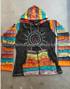MULTI <b>RAINBOW</b> COLOR DESIGN ENZYME WASH BOHEMIAN <b>HOODIE</b> CSWJ 412 - Product Image 1