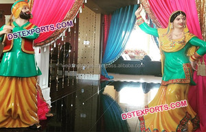 Statues de scène Sangeet de culture punjabi moderne Décoration de mariage Statues de dame dansante - Product Image 6