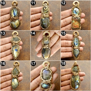 Pendentif en pierre de labradorite naturelle, 1 pièce, pierre précieuse en argile polymère naturelle, collier, vente en gros - Product Image 2