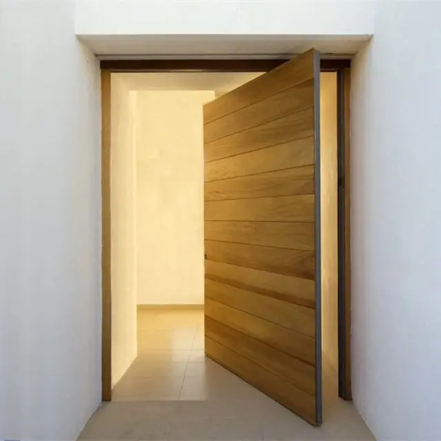 Diseño de puerta pivotante de madera de roble maciza de impacto con accesorios