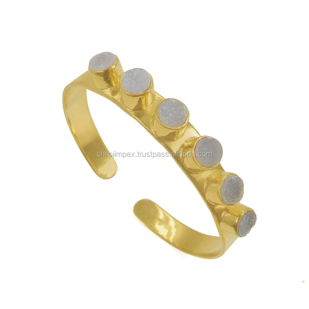 Bracelets ajustables en pierre précieuse blanche, accessoires de conception de bijoux tendances, plaqué or 18k