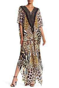 2020 Women's Beach Leopard <b>Kaftan</b> Silk <b>Kaftan</b> Embellished Work Girls Cover up - Product Image 2