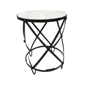Modern Round Marble Top Side Table with Fixed Metal Base for <b>Home</b> <b>Decor</b> Living Room <b>Furniture</b> - Product Image 1