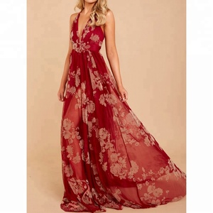 เดรสยาวลายดอกไม้สไตล์โบฮีเมียนสำหรับงานปาร์ตี้  ลายพิมพ์ดิจิทัลใหม่ สายเดี่ยว  ชุดลำลองฤดูร้อน - Product Image 2