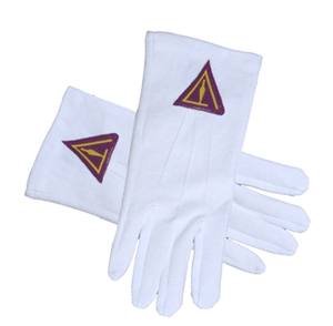 Masonic Regalia-Guantes de algodón con cara de brújula de estilo dorado estándar-Blanco (talla única). Ropa masónica y formal - Product Image 3