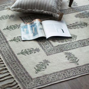 Alfombra de algodón con estampado dhurrie block - Product Image 1