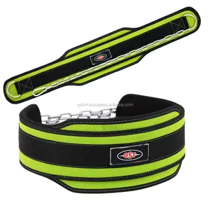 Wholesale professional weight lifting dip belt high quality neoprene with 60cm steel chain accept Custom Logo and Design