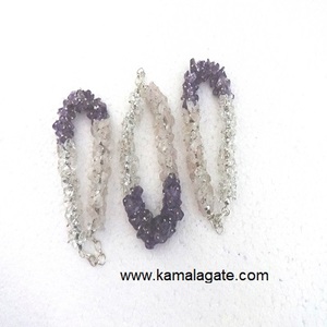 Bracelet pendentif en perles de quartz en cristal naturel fait à la main amour Feng Shui Chakra pierre de guérison pierre semi-précieuse artisanat en métal - Product Image 1