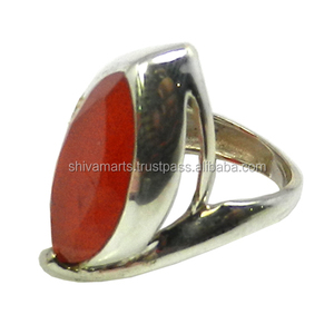 Anillo de piedras preciosas de cornalina genuina Plata de Ley 925 Eternity Vermeil Jewelry Moda cara para bodas - Product Image 4