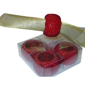Serviettes de table perlées en verre rouge, design tendance, en forme de boîte de mouchoirs, en stock, nouveau design personnalisé - Product Image 1